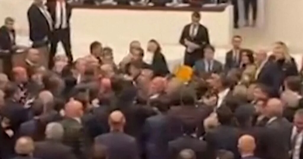 Turkish lawmakers brawl in parliament over budget talks