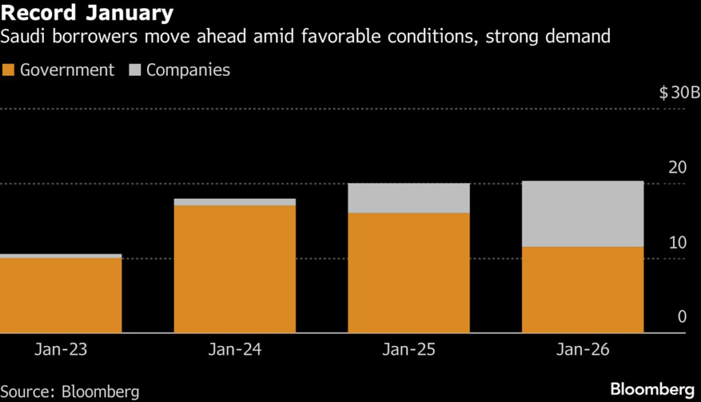 Saudi Bond Borrowing Exceeds $20 Billion to Hit January Record