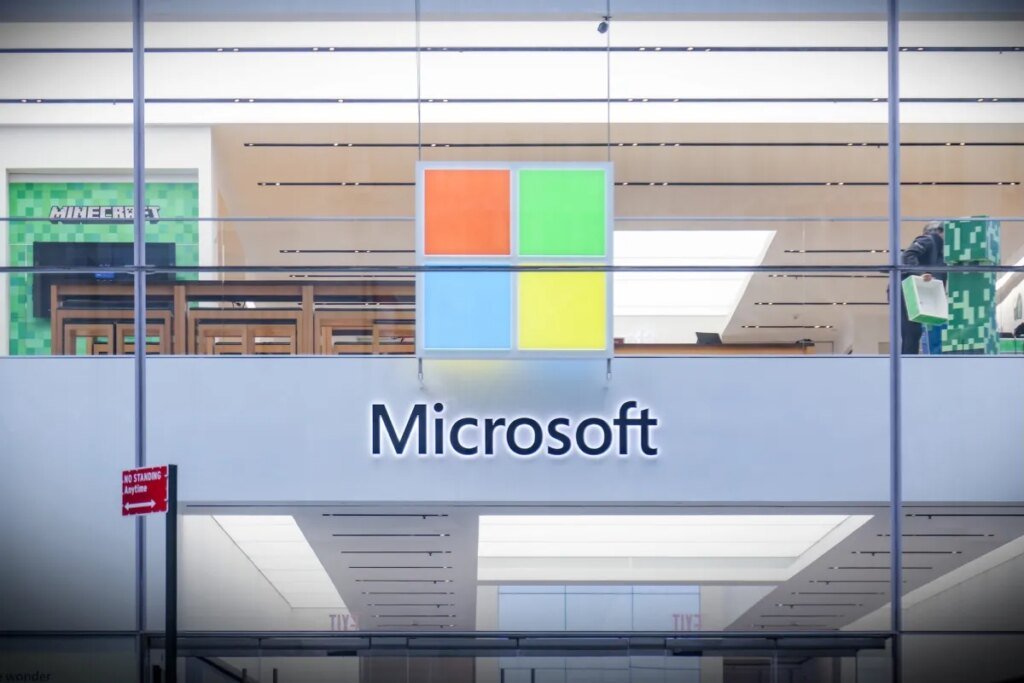A Microsoft store entrance with the company