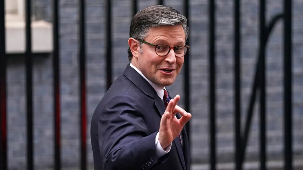 House Speaker Mike Johnson tells British Parliament he came to 'calm the waters'