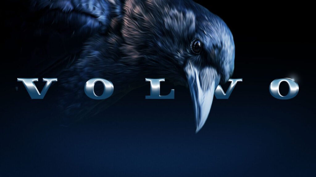 A raven stands over the word VOLVO
