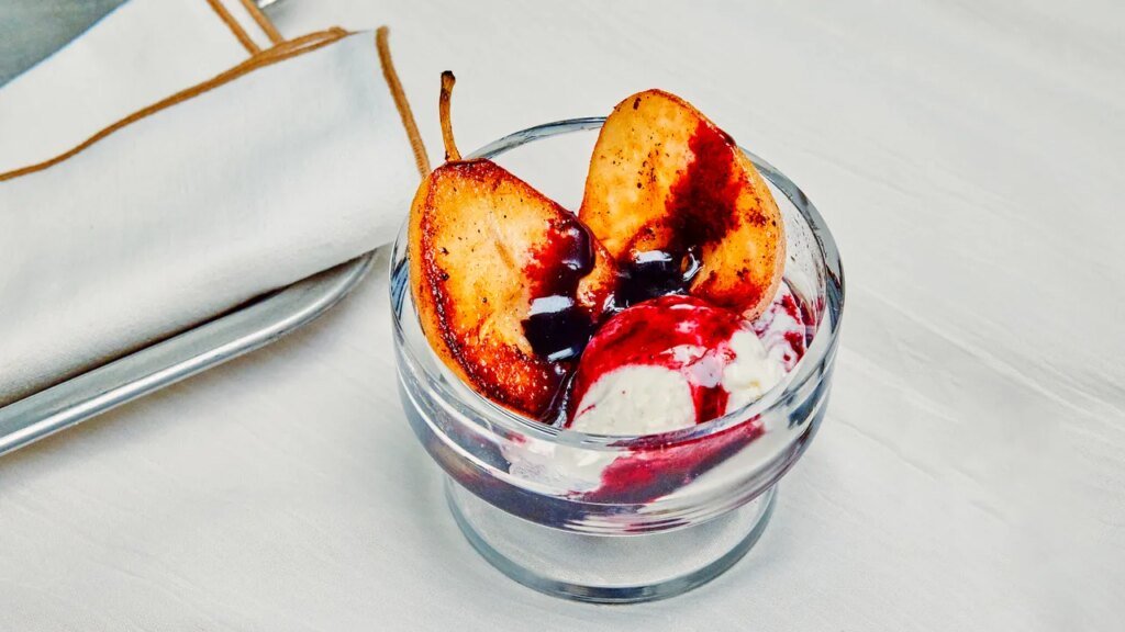Pear and Red Wine Sundae for Two