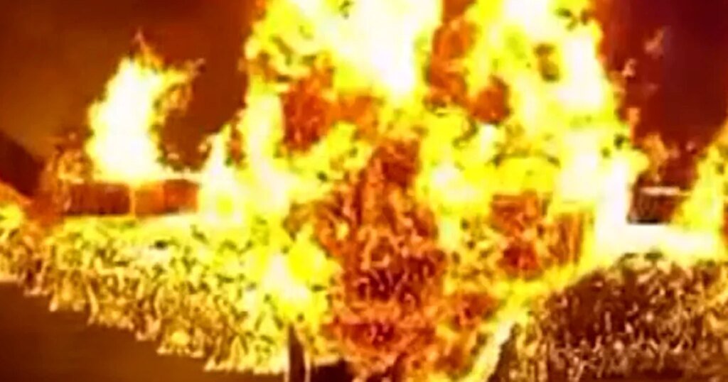 Two people rescued from a burning home in California